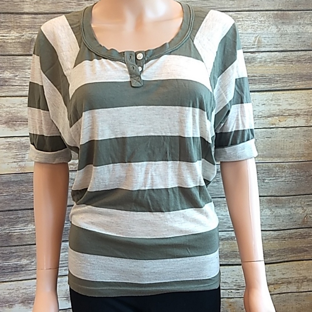 Splendid Sage & Beige Striped Shirt NWT